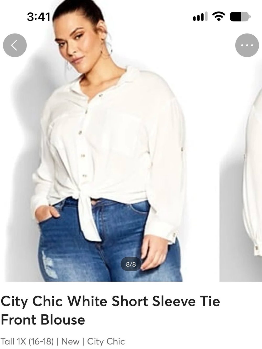 City Chic white tie-front blouse
